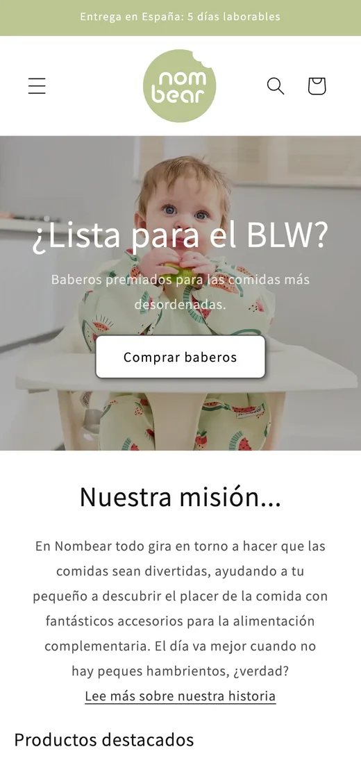 Web de Nombear en un móvil