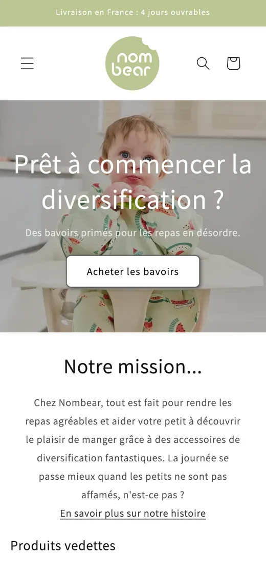 Site web de Nombear sur mobile